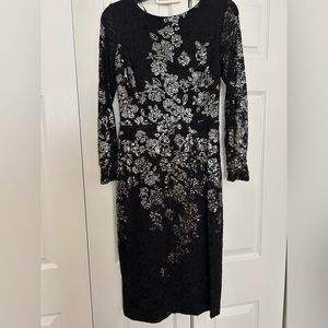 Avery G sequin black lace dress